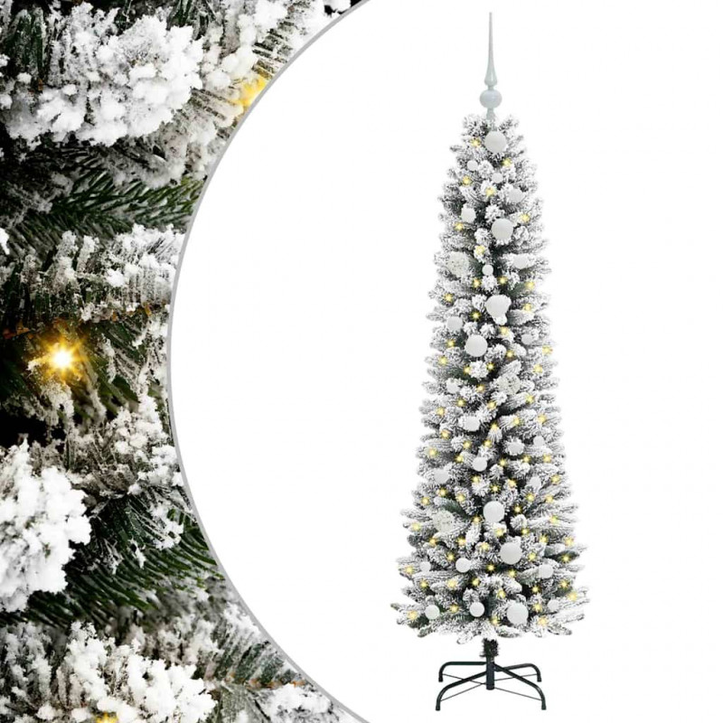 Sztuczna choinka z podstawą Biały 150 cm PVC, Metal i Plastik