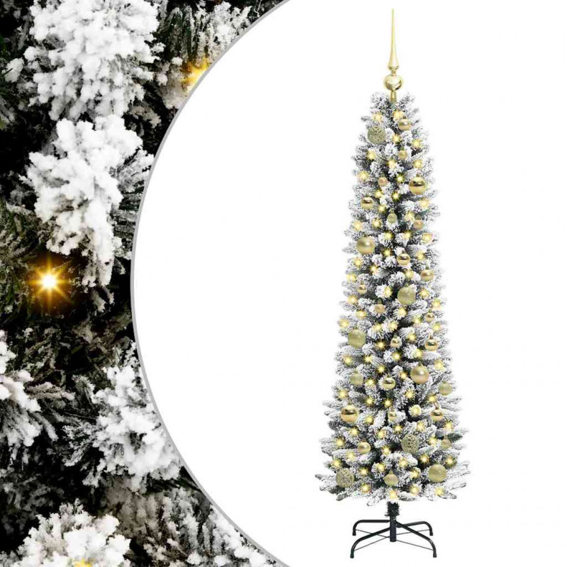 Sztuczna choinka z podstawą Biały 150 cm PVC, Metal i Plastik