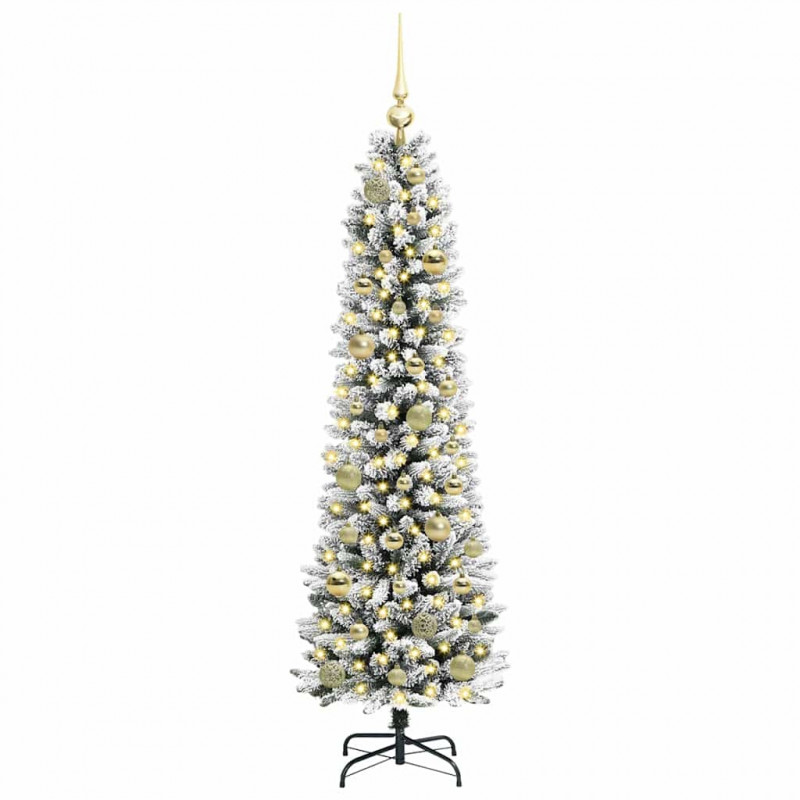 Sztuczna choinka z podstawą Biały 150 cm PVC, Metal i Plastik