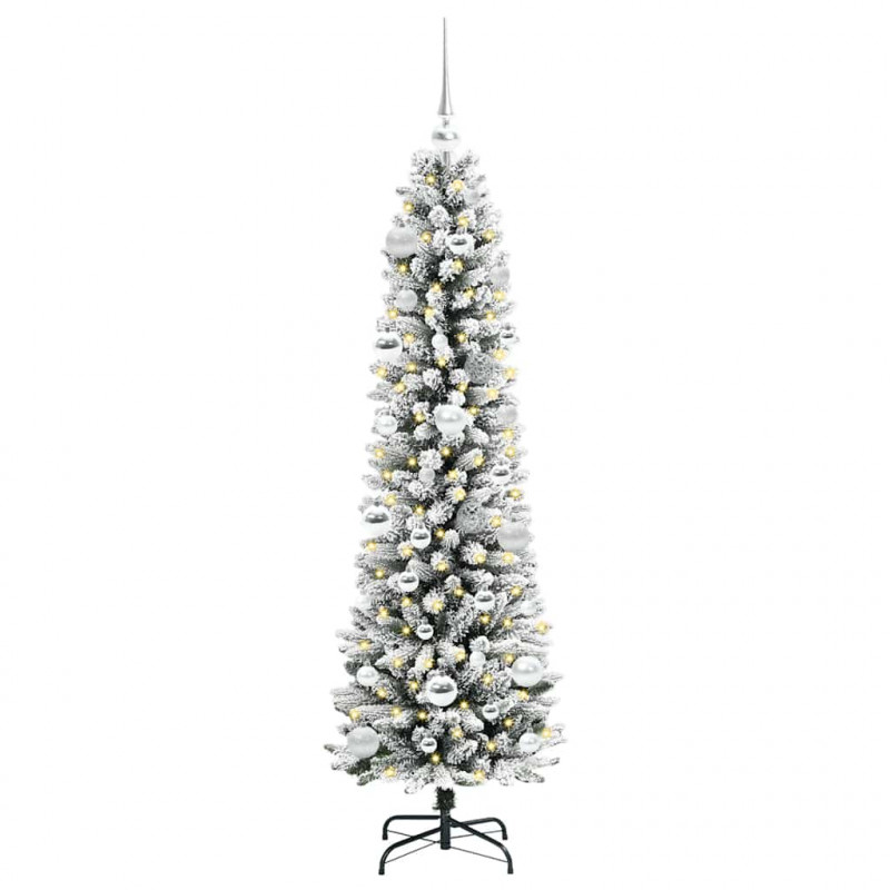 Sztuczna choinka z podstawą Biały 150 cm PVC, Metal i Plastik