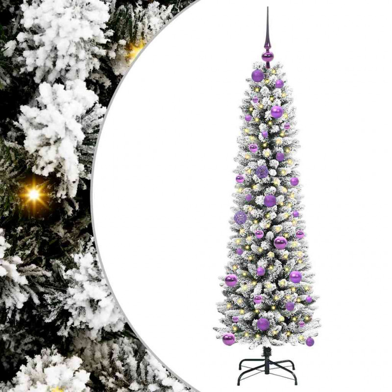Sztuczna choinka z podstawą Biały 150 cm PVC, Metal i Plastik