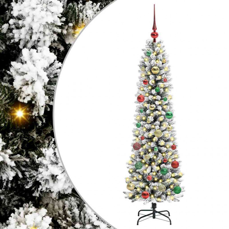Sztuczna choinka z podstawą Biały 150 cm PVC, Metal i Plastik