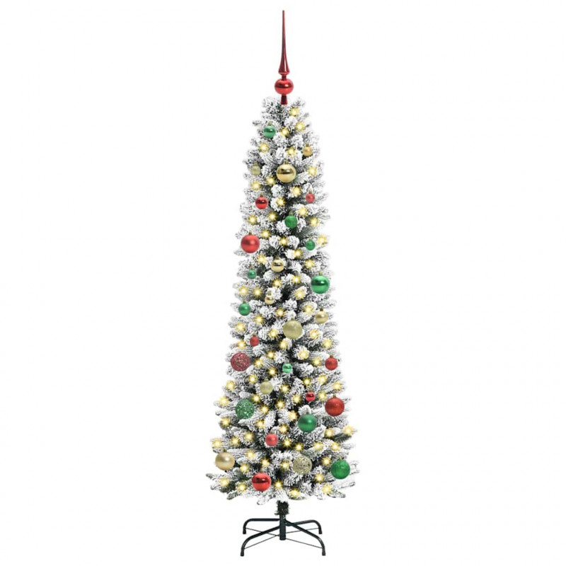 Sztuczna choinka z podstawą Biały 150 cm PVC, Metal i Plastik