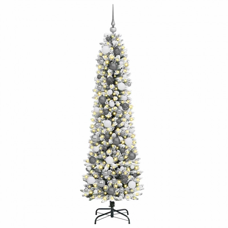 Sztuczna choinka z podstawą Biały 180 cm PVC, Metal i Plastik