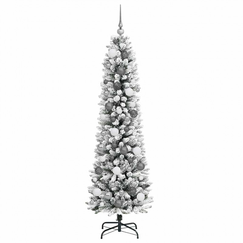 Sztuczna choinka z podstawą Biały 180 cm PVC, Metal i Plastik