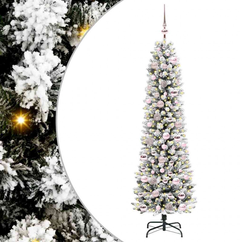 Sztuczna choinka z podstawą Biały 180 cm PVC, Metal i Plastik