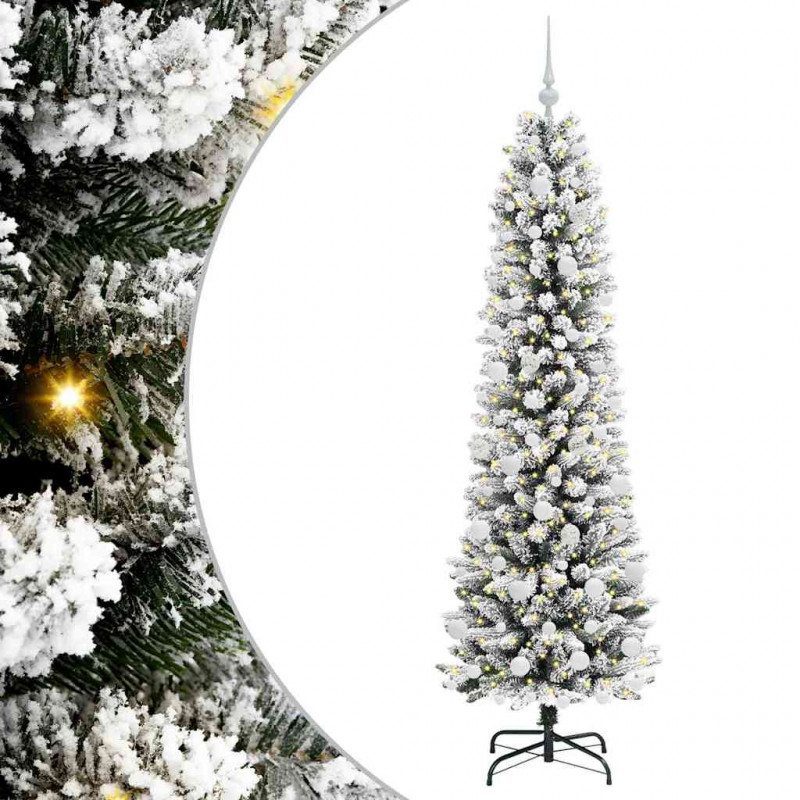 Sztuczna choinka z podstawą Biały 180 cm PVC, Metal i Plastik