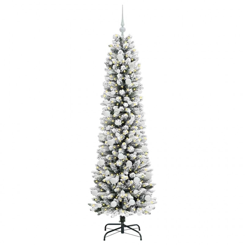 Sztuczna choinka z podstawą Biały 180 cm PVC, Metal i Plastik