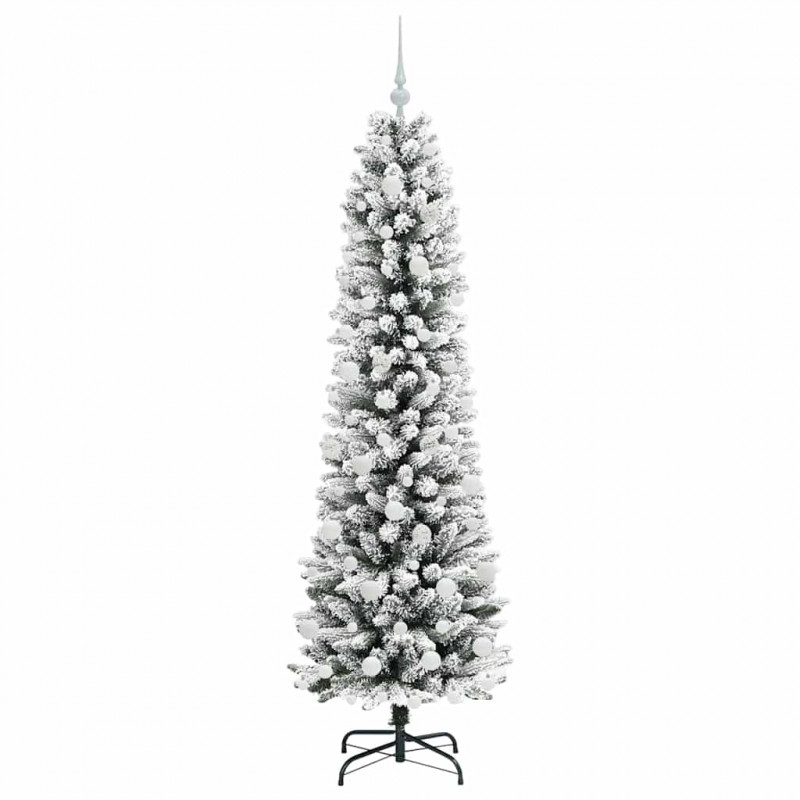 Sztuczna choinka z podstawą Biały 180 cm PVC, Metal i Plastik