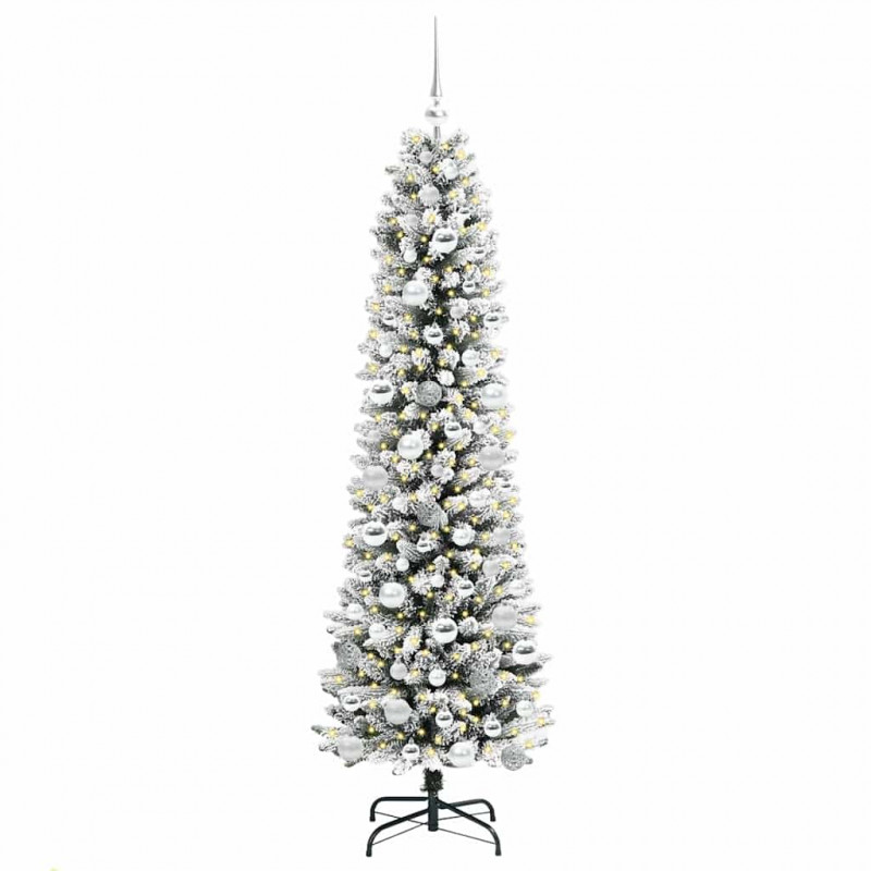 Sztuczna choinka z podstawą Biały 180 cm PVC, Metal i Plastik