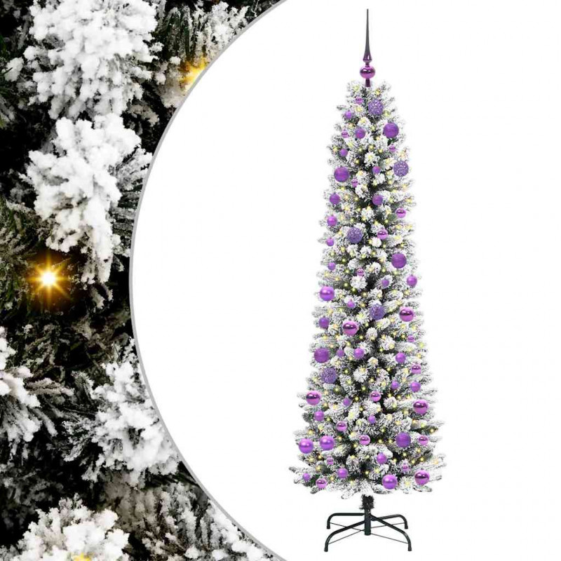Sztuczna choinka z podstawą Biały 180 cm PVC, Metal i Plastik