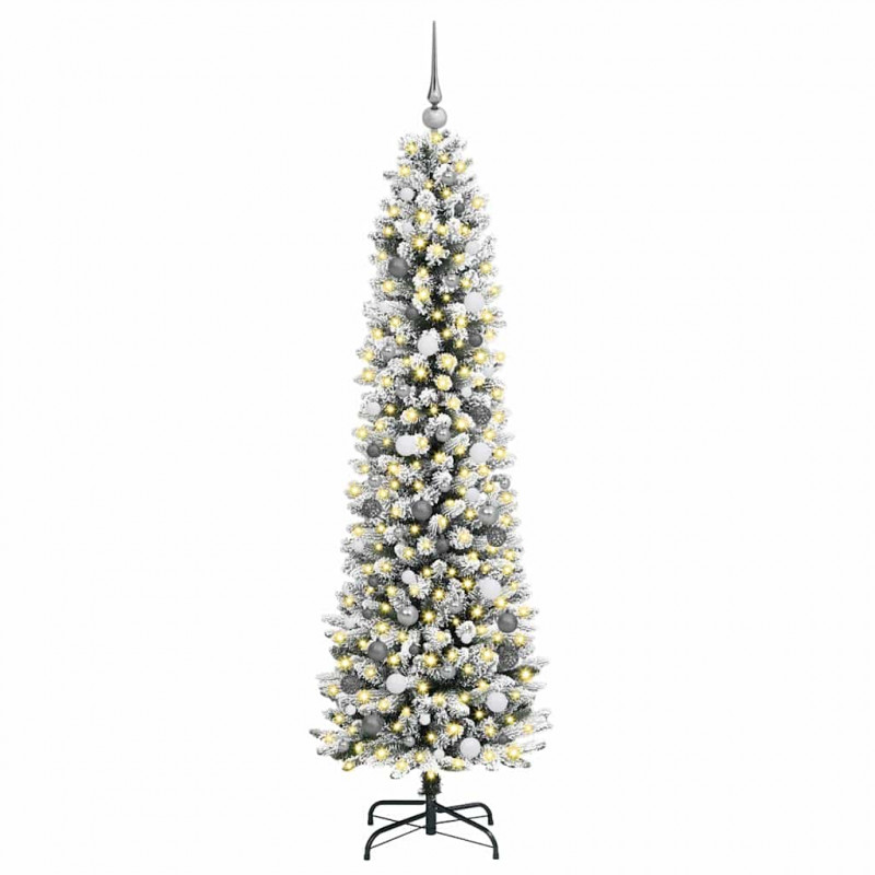 Sztuczna choinka z podstawą Biały 210 cm PVC, Metal i Plastik