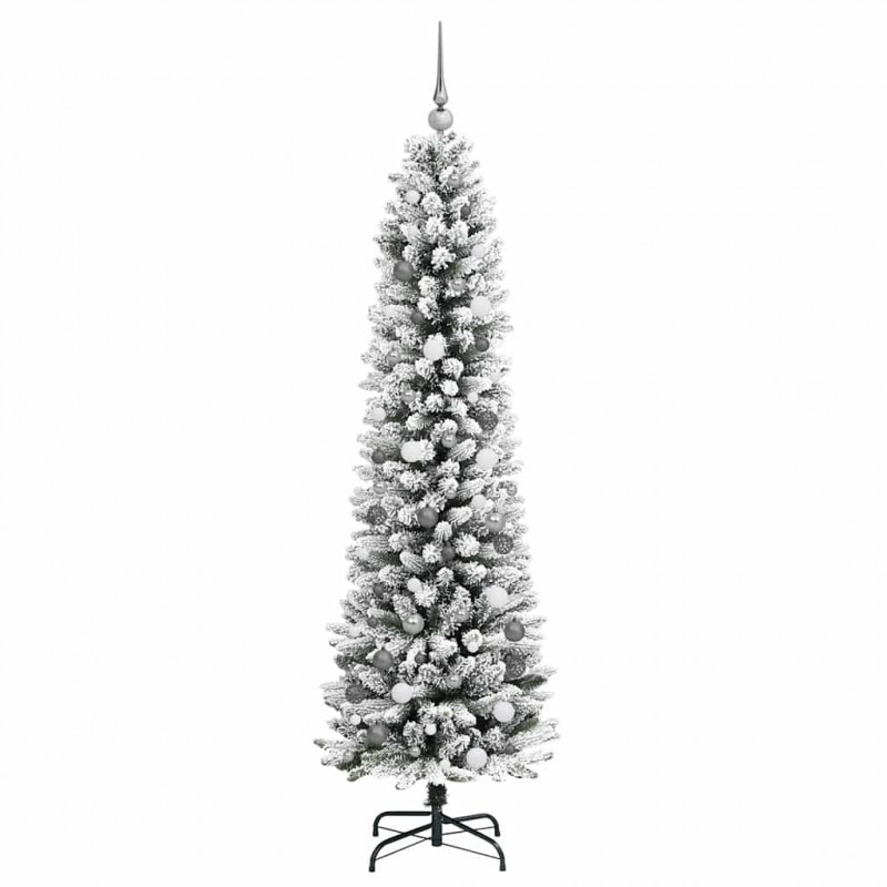 Sztuczna choinka z podstawą Biały 210 cm PVC, Metal i Plastik