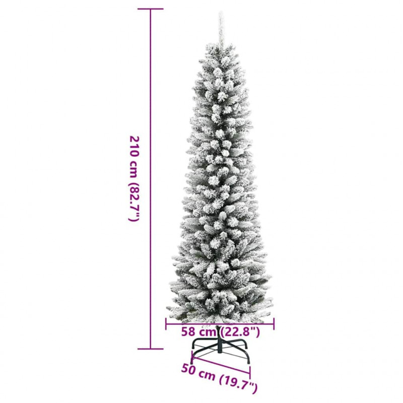 Sztuczna choinka z podstawą Biały 210 cm PVC, Metal i Plastik