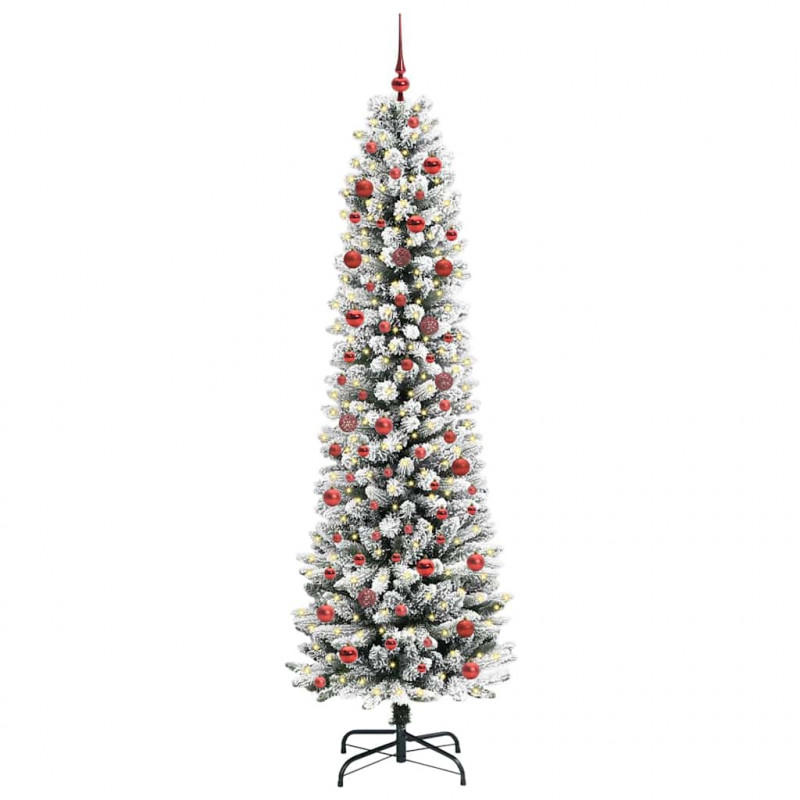 Sztuczna choinka z podstawą Biały 210 cm PVC, Metal i Plastik