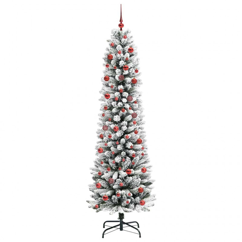 Sztuczna choinka z podstawą Biały 210 cm PVC, Metal i Plastik