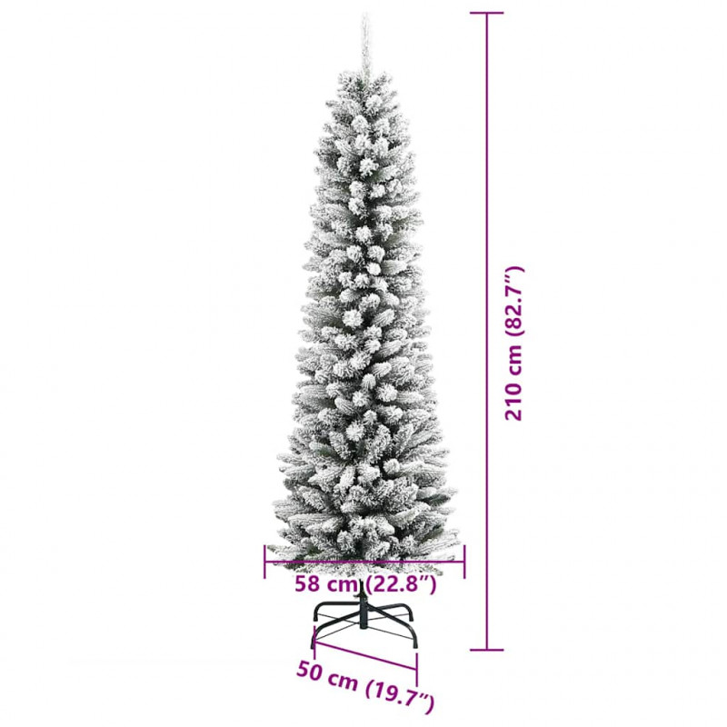 Sztuczna choinka z podstawą Biały 210 cm PVC, Metal i Plastik