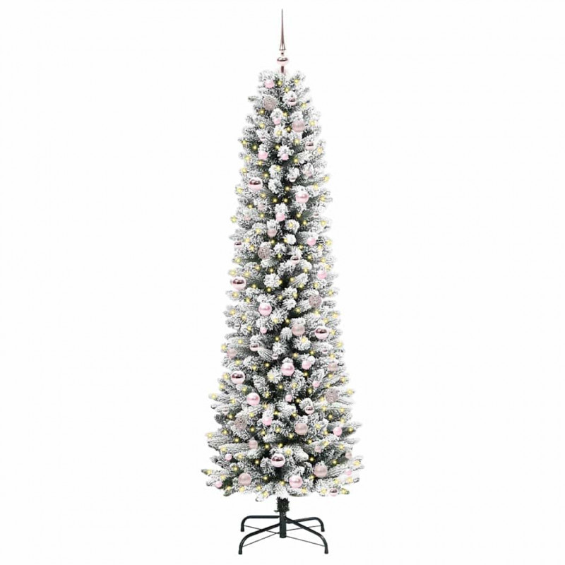 Sztuczna choinka z podstawą Biały 210 cm PVC, Metal i Plastik