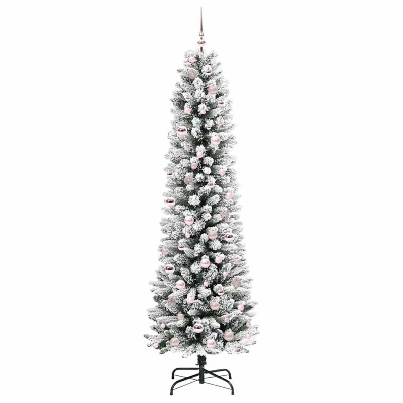 Sztuczna choinka z podstawą Biały 210 cm PVC, Metal i Plastik
