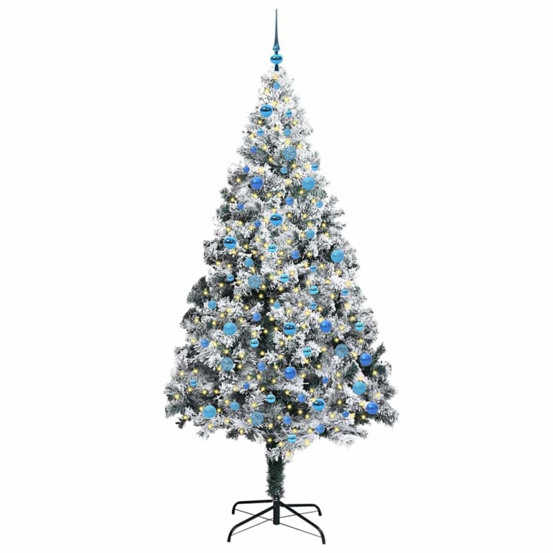 Sztuczna choinka z podstawą Biały 240 cm PVC i Stal i Plastik