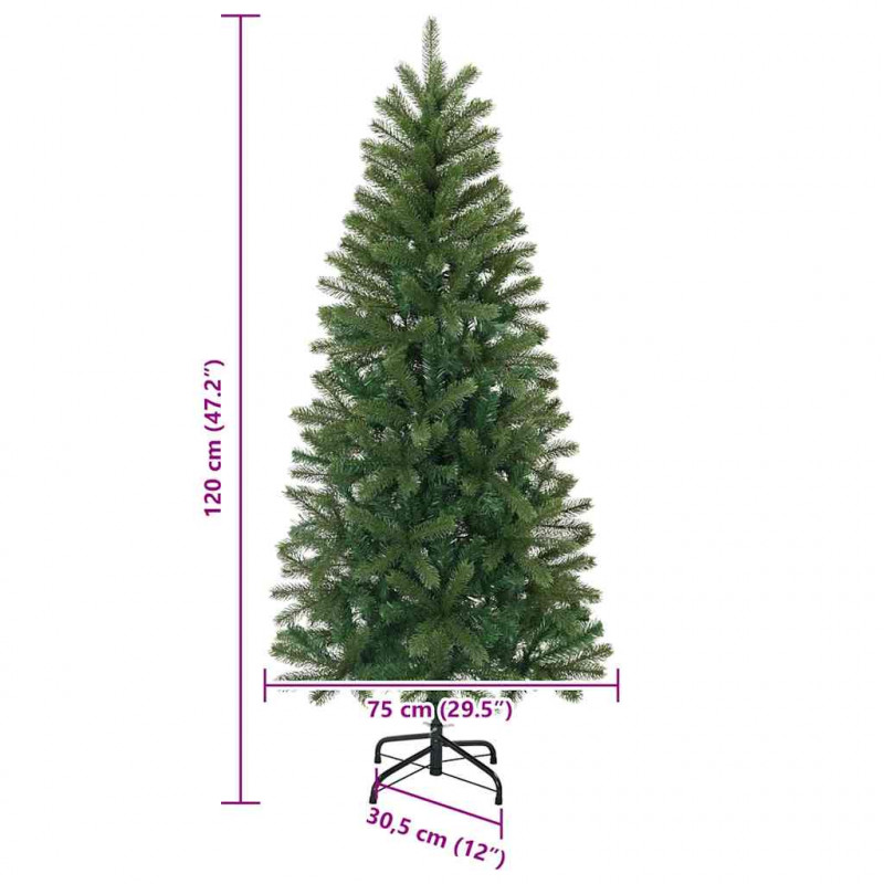 Sztuczna choinka z 150 diodami LED Zielony 120 cm PE i PVC