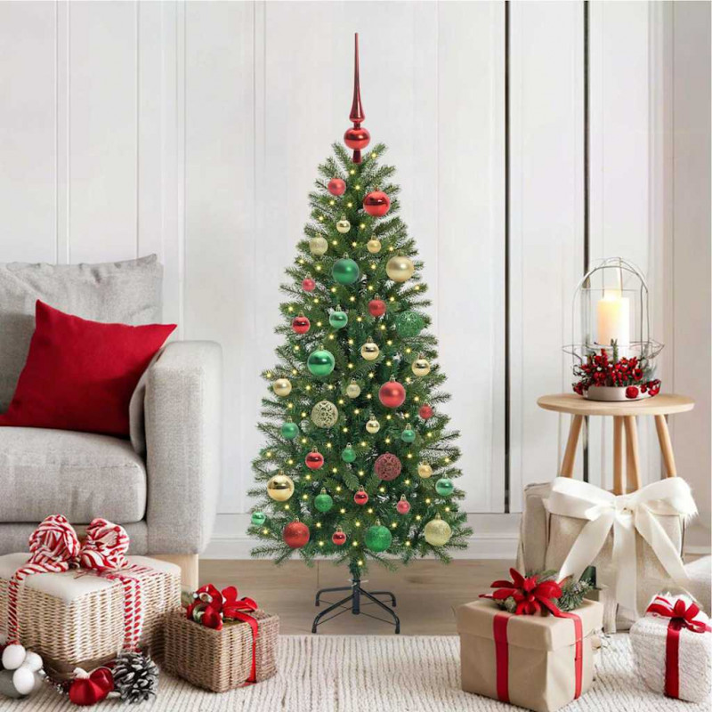 Sztuczna choinka z 150 diodami LED Zielony 120 cm PE i PVC