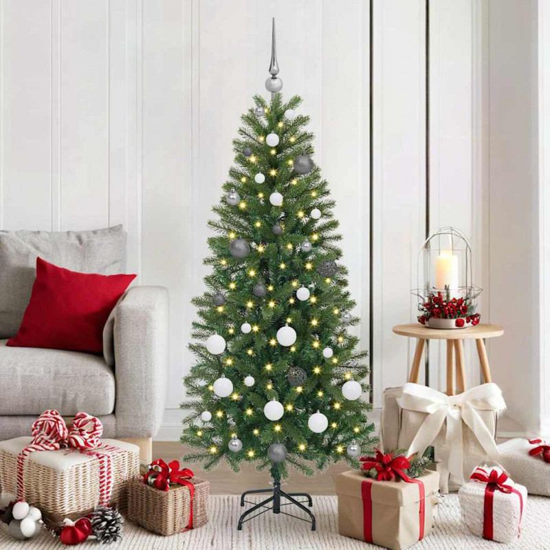 Sztuczna choinka z 150 diodami LED Zielony 150 cm PE i PVC