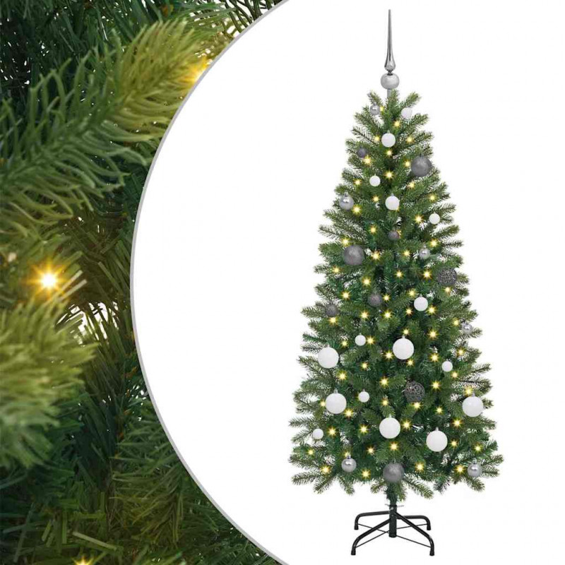 Sztuczna choinka z 150 diodami LED Zielony 150 cm PE i PVC