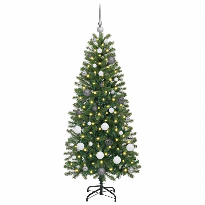 Sztuczna choinka z 150 diodami LED Zielony 150 cm PE i PVC