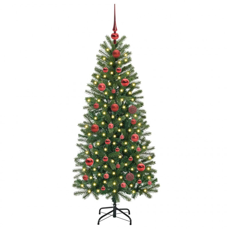 Sztuczna choinka z 150 diodami LED Zielony 150 cm PE i PVC