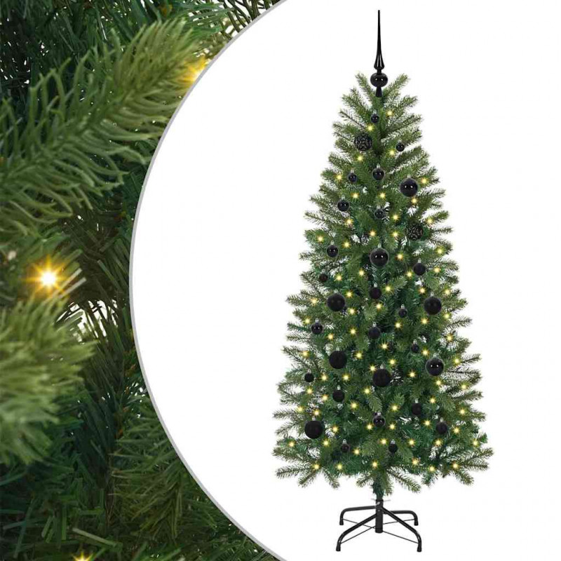 Sztuczna choinka z 150 diodami LED Zielony 150 cm PE i PVC