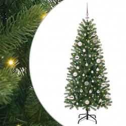 Sztuczna choinka z 150 diodami LED Zielony 150 cm PE i PVC
