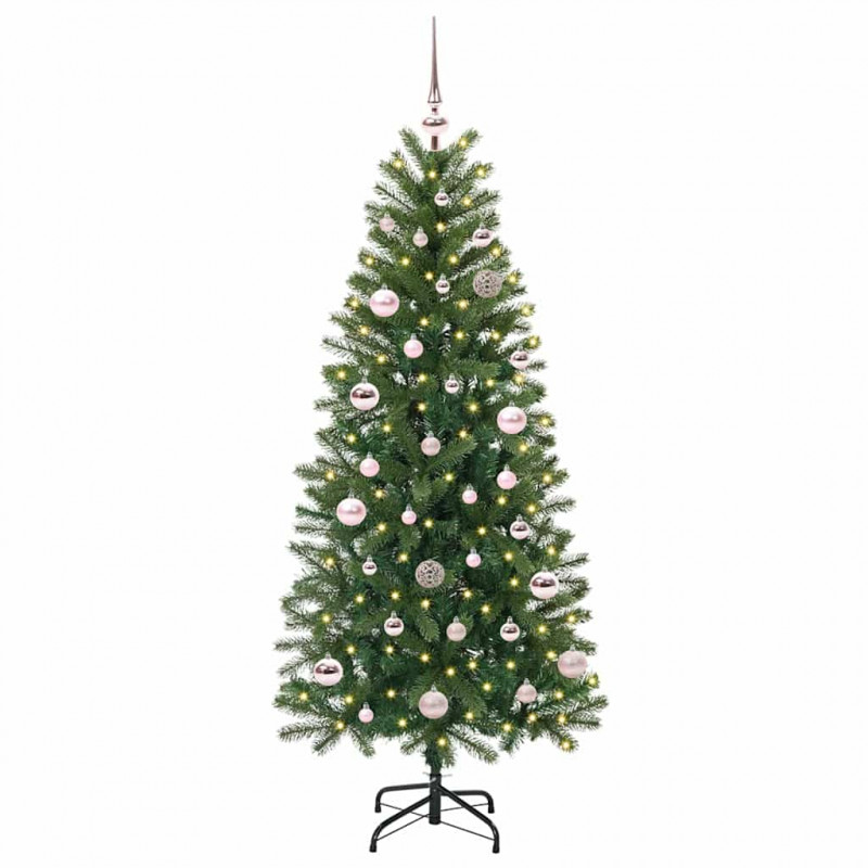 Sztuczna choinka z 150 diodami LED Zielony 150 cm PE i PVC