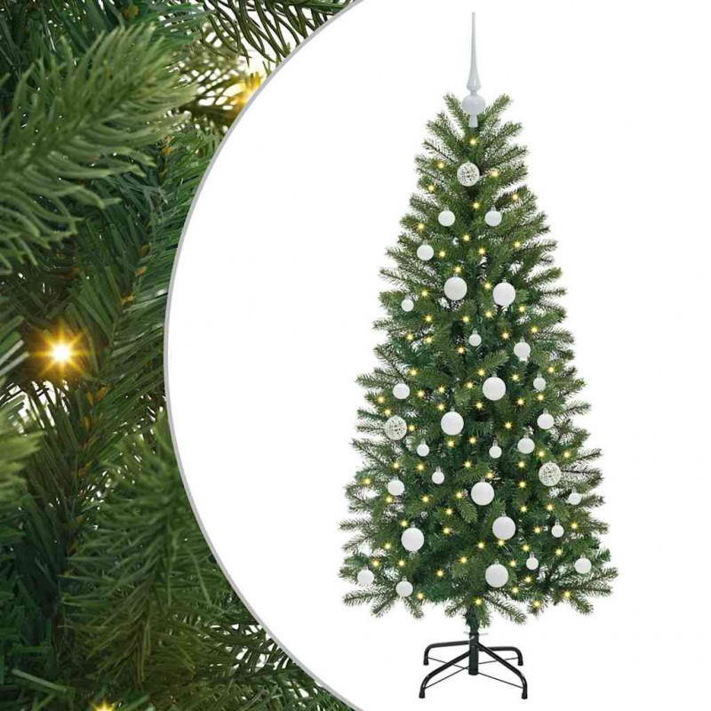 Sztuczna choinka z 150 diodami LED Zielony 150 cm PE i PVC