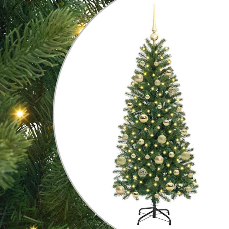 Sztuczna choinka z 150 diodami LED Zielony 150 cm PE i PVC