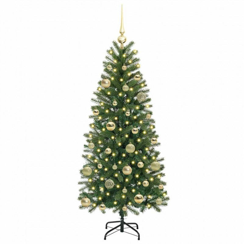 Sztuczna choinka z 150 diodami LED Zielony 150 cm PE i PVC