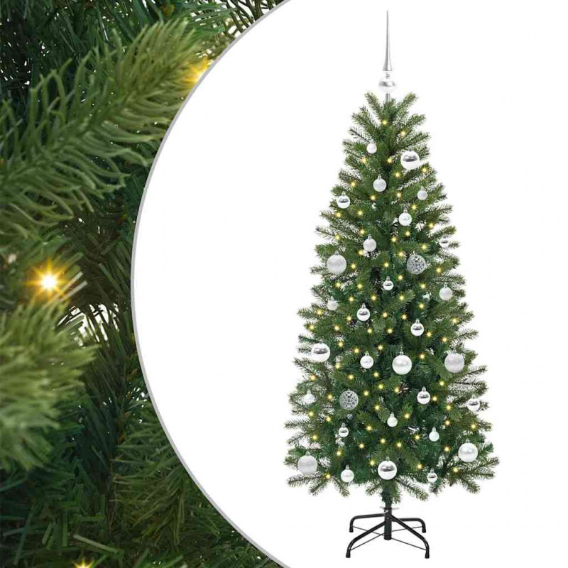 Sztuczna choinka z 150 diodami LED Zielony 150 cm PE i PVC