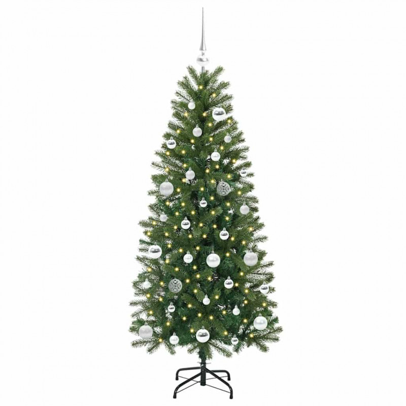 Sztuczna choinka z 150 diodami LED Zielony 150 cm PE i PVC