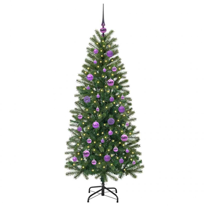 Sztuczna choinka z 150 diodami LED Zielony 150 cm PE i PVC
