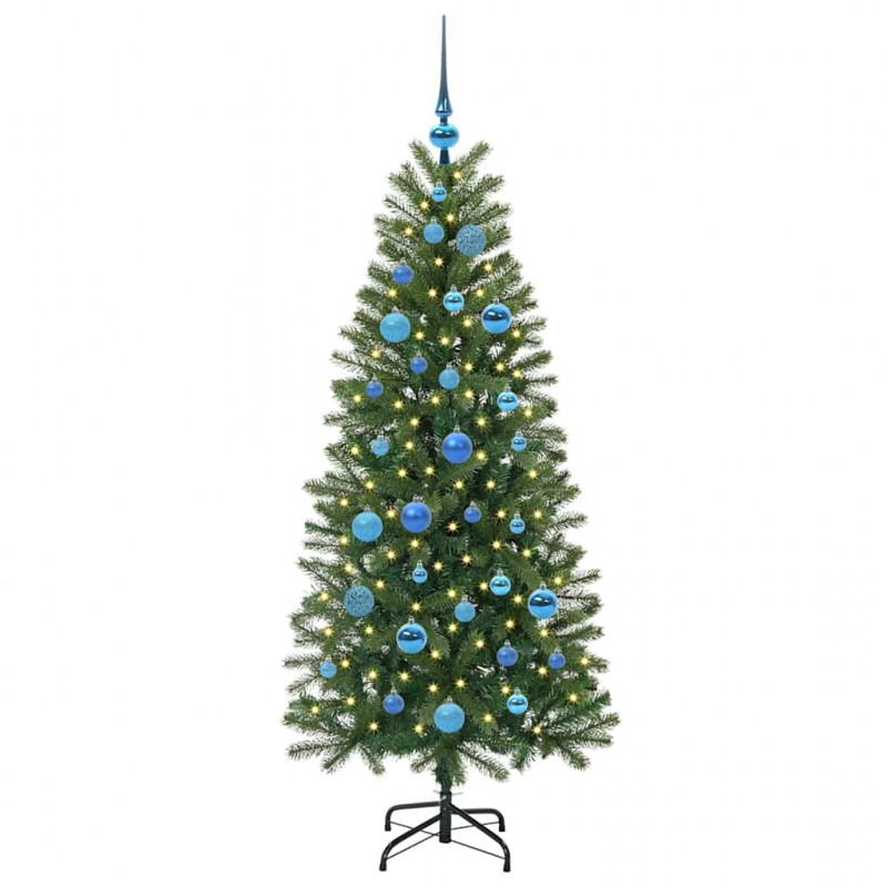 Sztuczna choinka z 150 diodami LED Zielony 150 cm PE i PVC