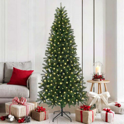Sztuczna choinka z 300 diodami LED Zielony 180 cm PE i PVC