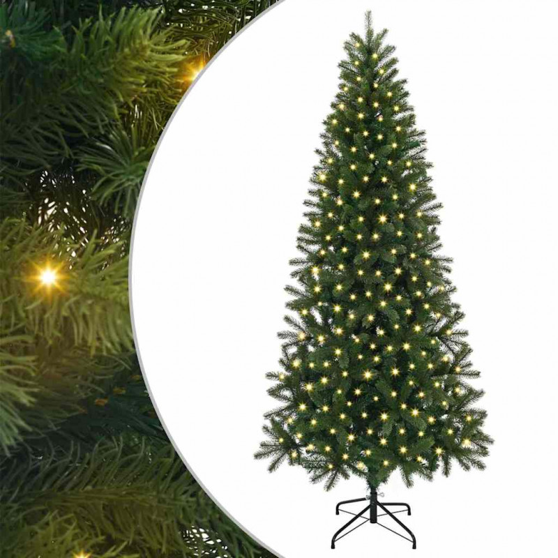 Sztuczna choinka z 300 diodami LED Zielony 180 cm PE i PVC