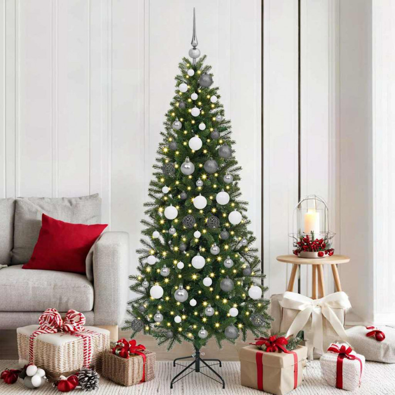 Sztuczna choinka z 300 diodami LED Zielony 180 cm PE i PVC