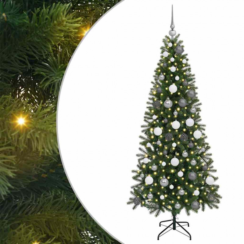 Sztuczna choinka z 300 diodami LED Zielony 180 cm PE i PVC