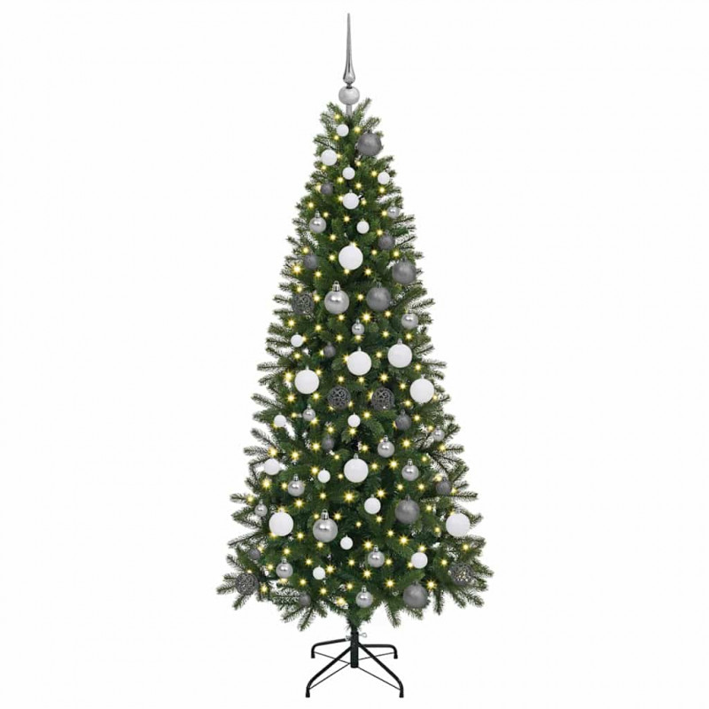Sztuczna choinka z 300 diodami LED Zielony 180 cm PE i PVC
