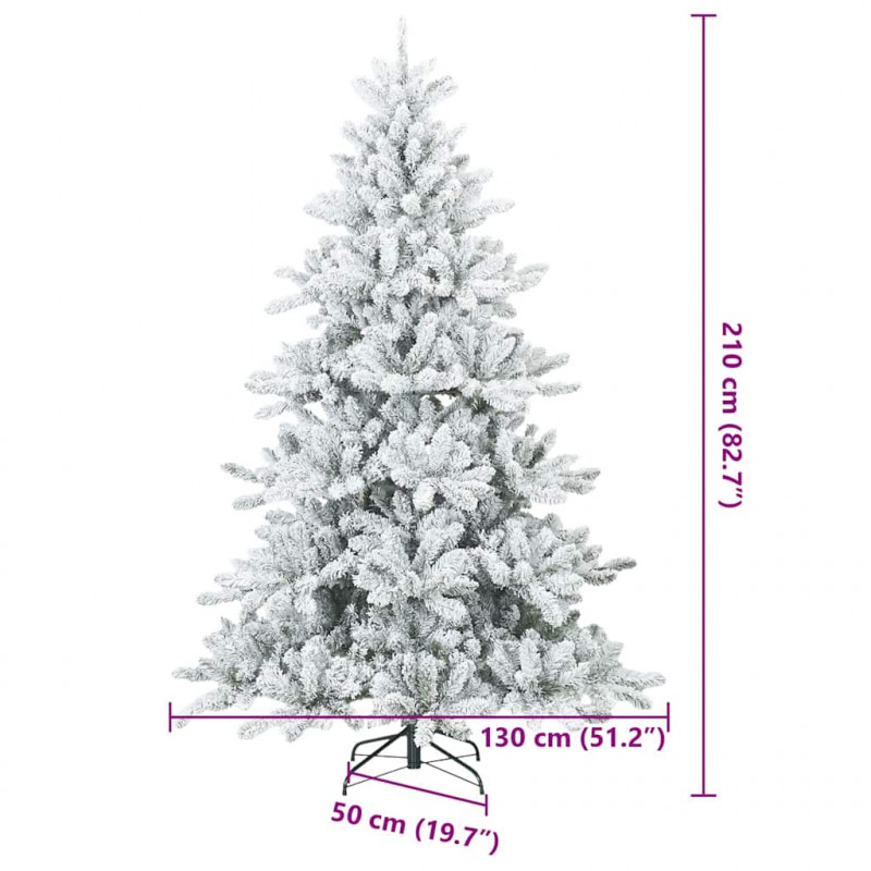 Sztuczna choinka z zawiasami z podstawą Biały 210 cm PVC i stal