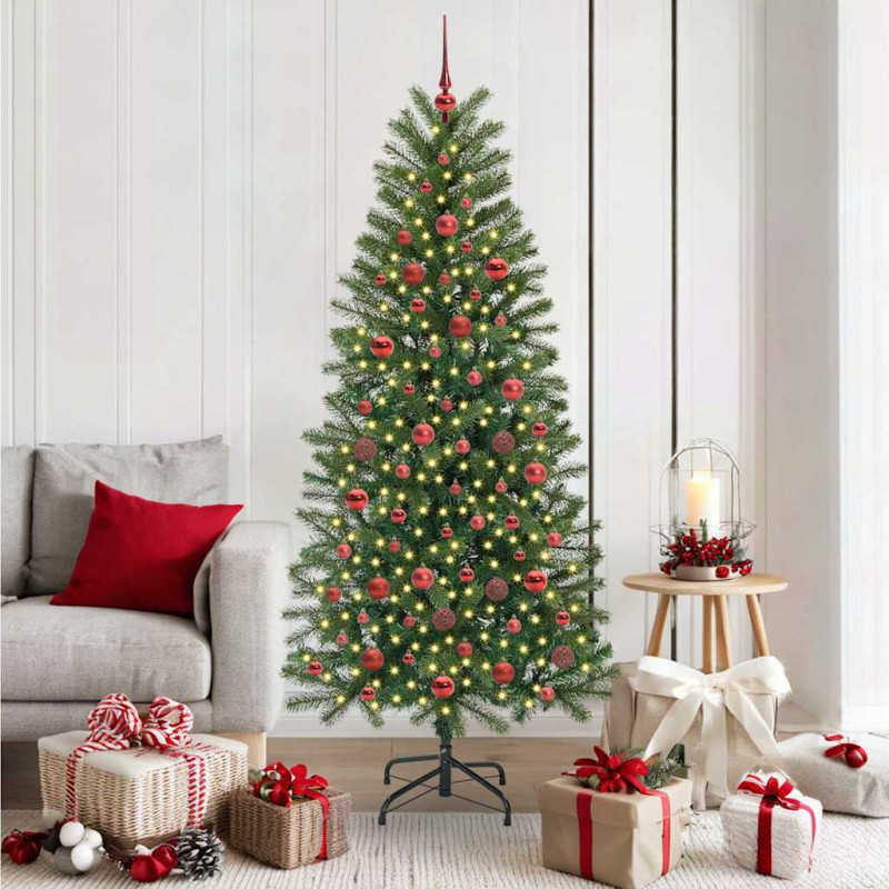 Sztuczna choinka z 300 diodami LED Zielony 180 cm PE i PVC