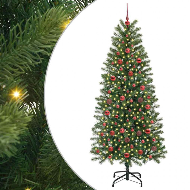 Sztuczna choinka z 300 diodami LED Zielony 180 cm PE i PVC