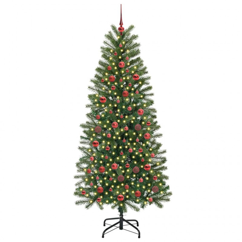 Sztuczna choinka z 300 diodami LED Zielony 180 cm PE i PVC