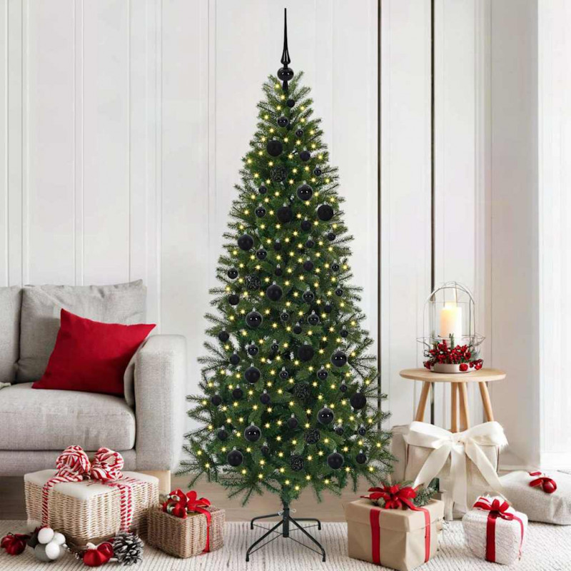 Sztuczna choinka z 300 diodami LED Zielony 180 cm PE i PVC